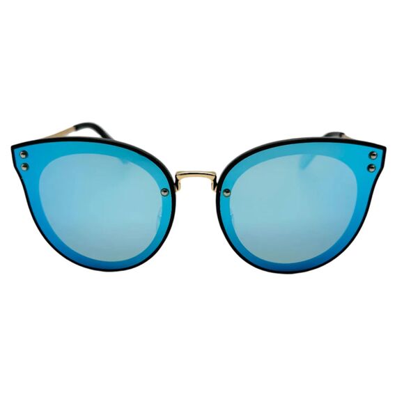 7020 | Blue Mirror Rimless Polarized Lens Cateye Sunglasses - Picture 1 of 5